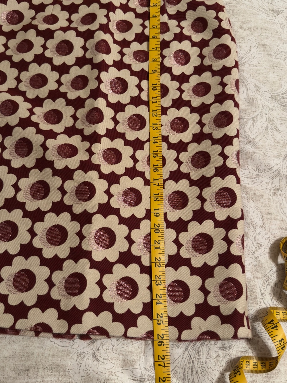 Boden Burgundy and Cream Floral Jacquard Pencil Skirt - Picture 8 of 8